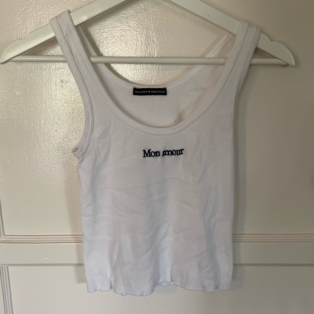BRANDY MELVILLE White Mon Amour Tank Top🌺